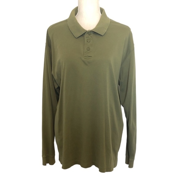 L.L. BEAN Polo Shirt Men's Size Large Green Traditional Fit Pima Cotton - Picture 1 of 11